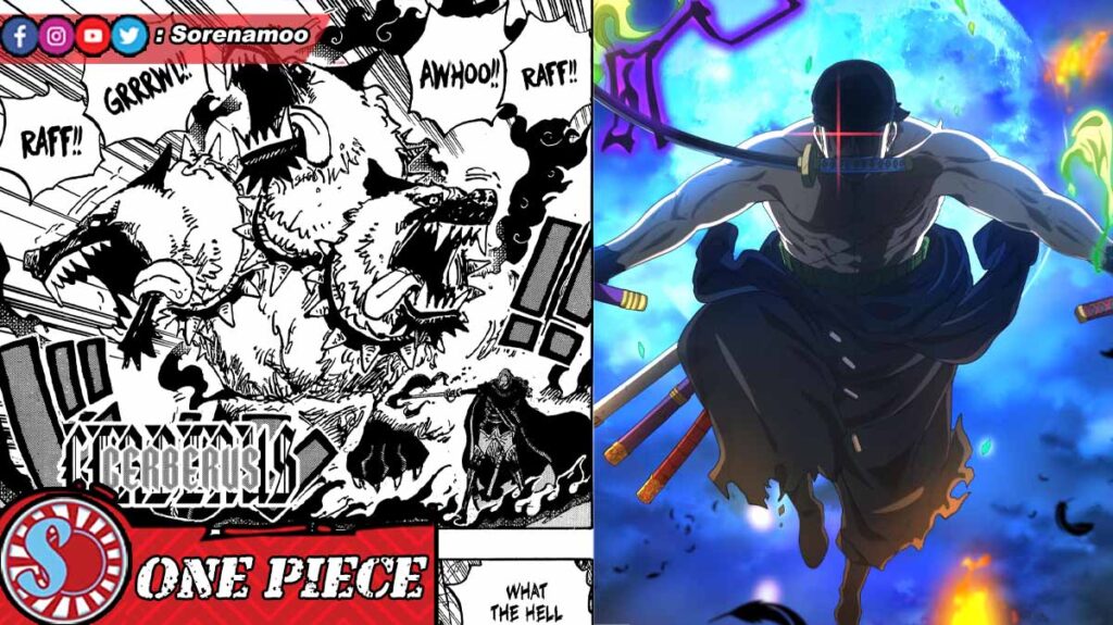 Cerberbus Figarland Shamrock vs King of Hell Roronoa Zoro One Piece