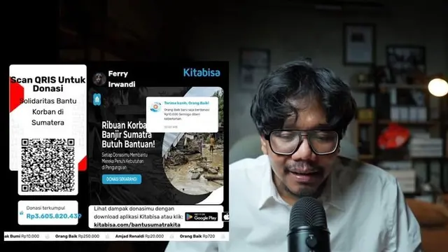 Ferry Irwandi kumpulkan donasi untuk korban Sumatera/Foto: YouTube/Ferry Irwandi